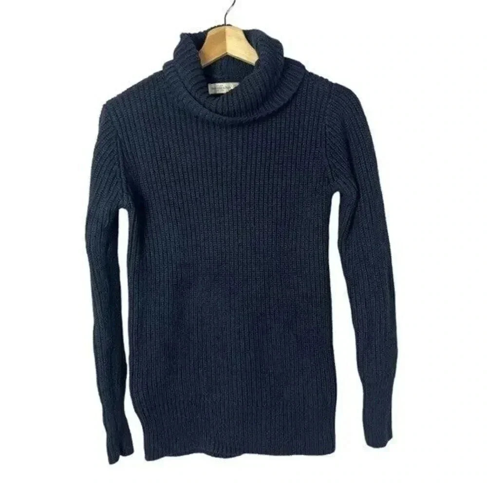 Abercrombie & Fitch Navy Blue Ribbed Fitted Turtleneck Sweater XXS
